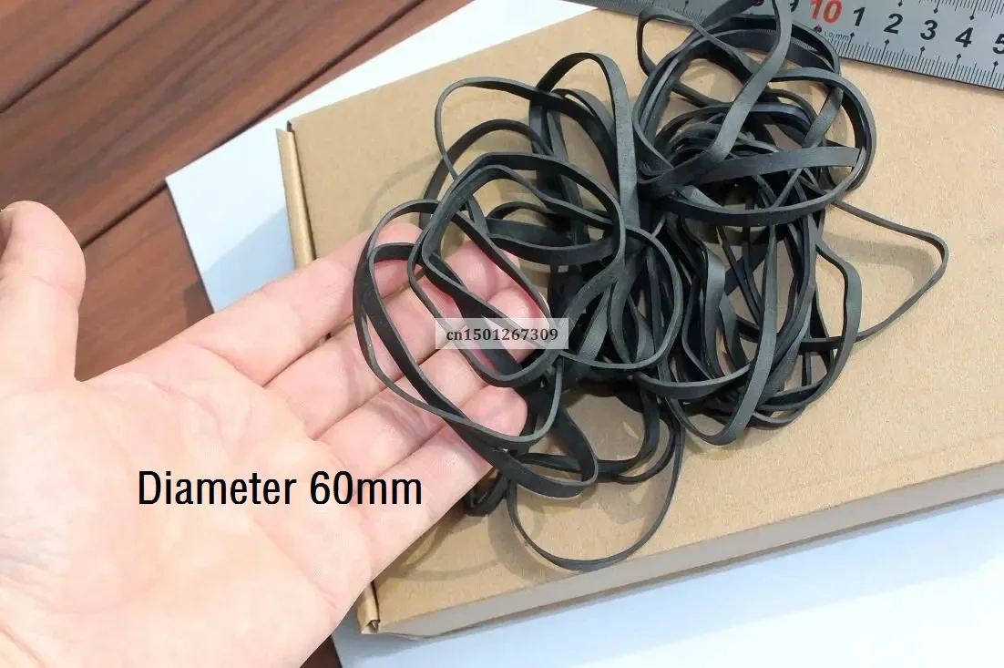 100Pcs 5 Sizes Assorted Black Rubber Bands Elastic Packing Tie For Packaging