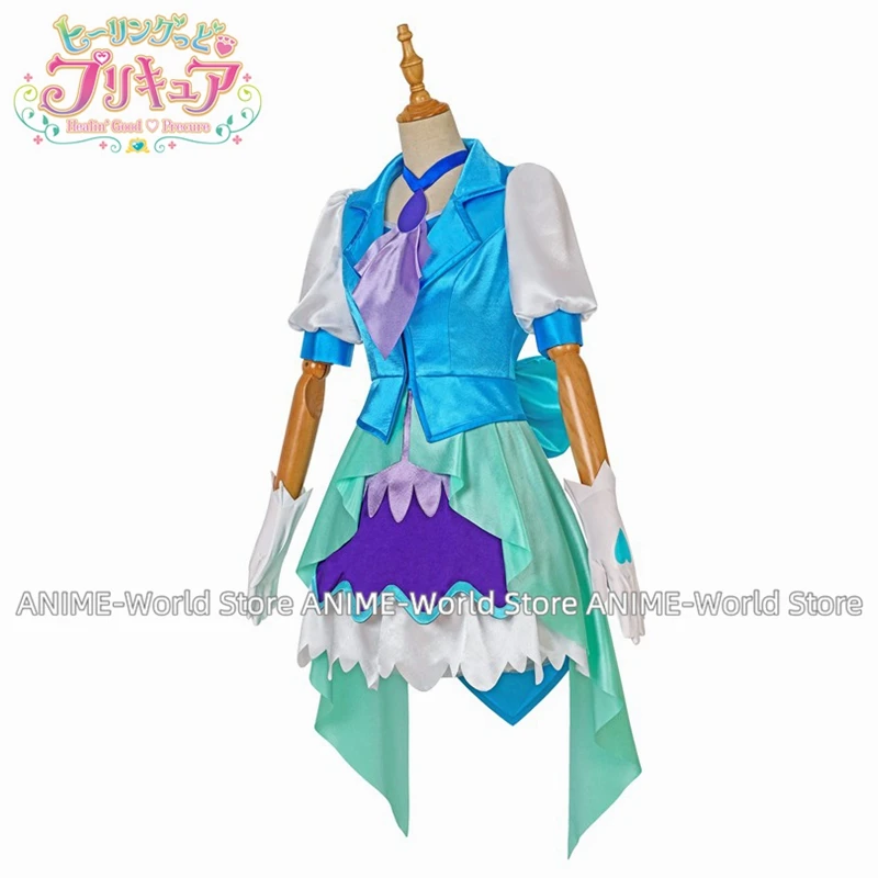 《Custom Size》Healin' Good Pretty Cure Sawaizumi Chiyu/Cure Fontaine Cosplay Costume Carnaval Costume Halloween Wig