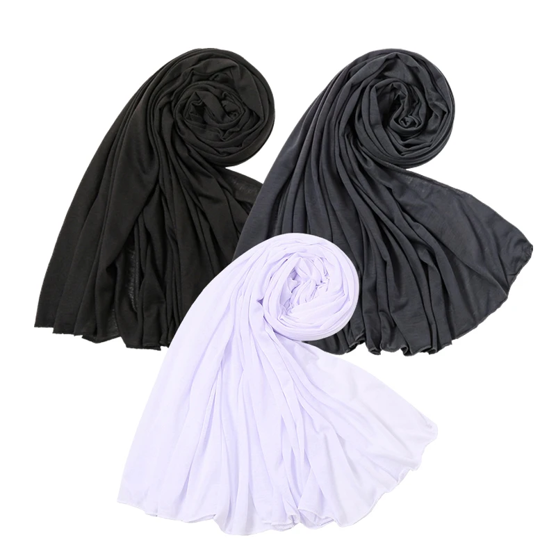3/Pcs Cotton Jersey Hijab Stretch Scarf Women Muslim Shawl Big Size Long Muffler Fashion Ramadan Headband Turban 180*80cm