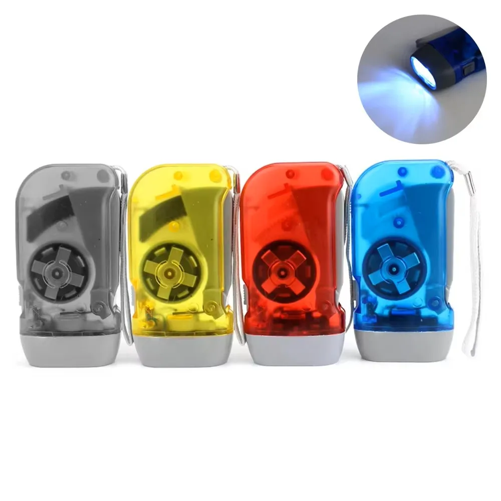 3 المصابيح مصباح يدوي مع حبل معلق اليد الضغط دينامو مصباح قابل لإعادة الشحن مشاعل ومشاعل رمادي قذيفة دليل نان LED صغير