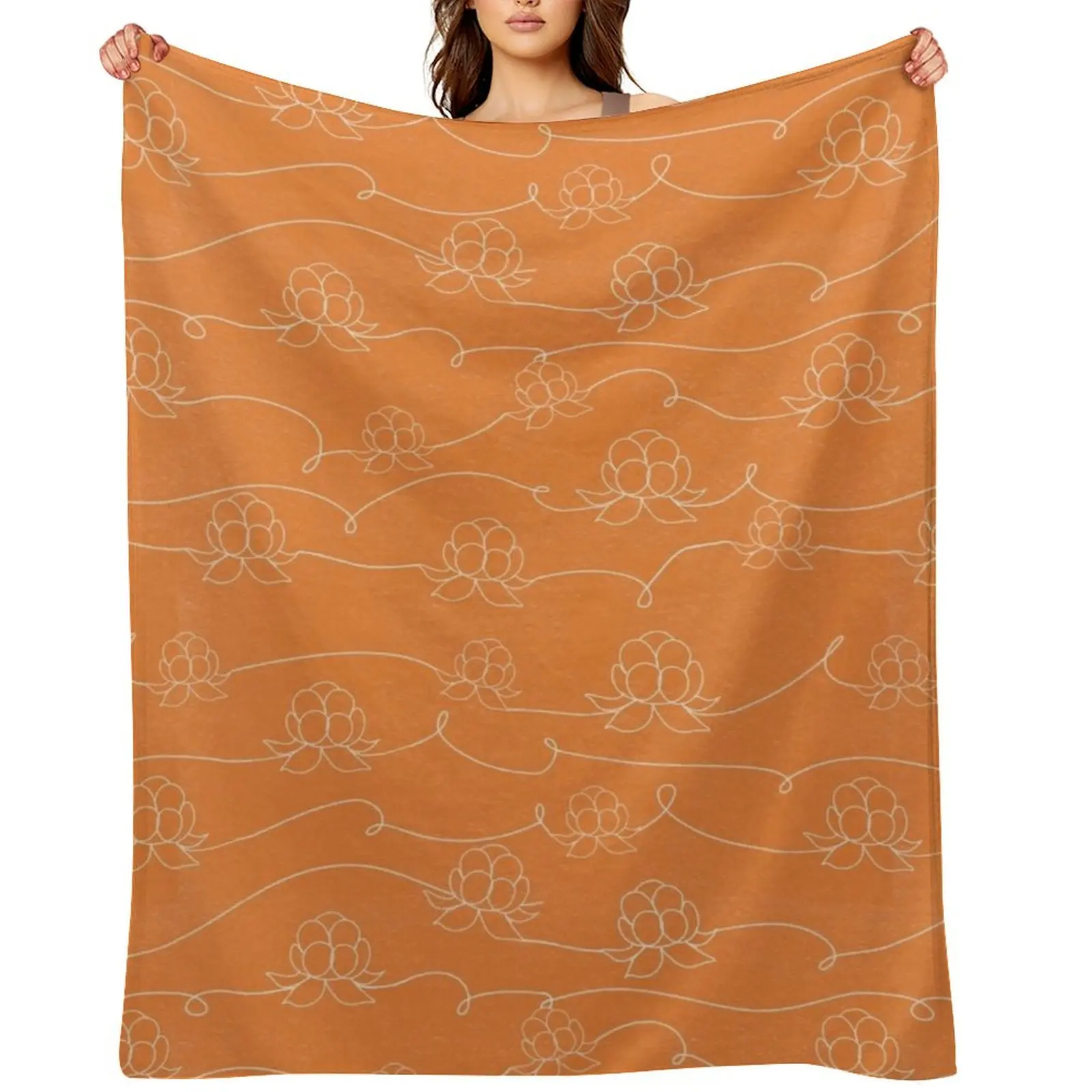 

Orange Salmonberry Pattern Throw Blanket anime Fashion Sofas Blankets Sofas Of Decoration Retros Blankets