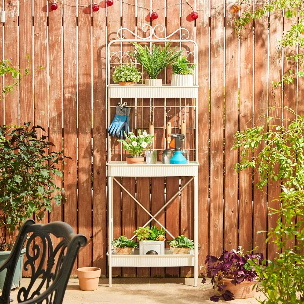 

Giltzhome 68"H 3-Tiered Metal Shelf Planter Stands Garden Planter Storage Shelf Display Plant Stand Indoor Outdoor Floor