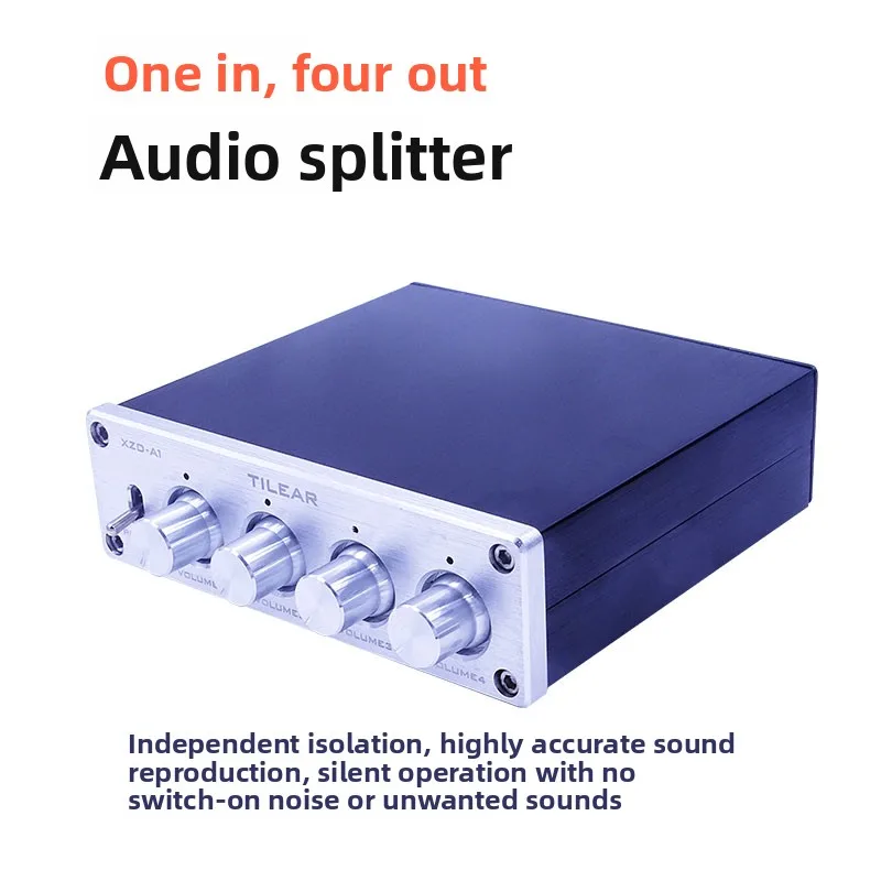 Hi-fi 1-in 4-out audio distributor - lossless switching amplifier stereo signal splitter - one input to four outputs