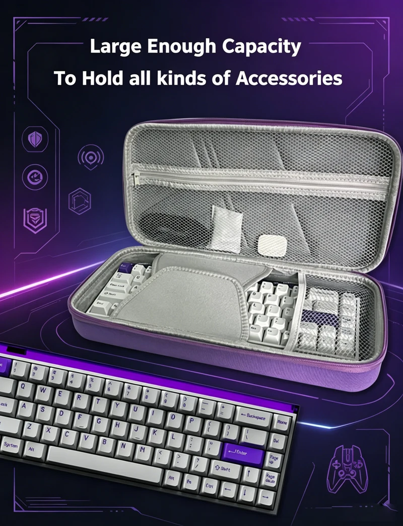 Dustproof  Mechanical Keyboard Case Storage Bag - EVA Hard Shell Water-Resistant Case Fits /68/75/98keys Keyboards