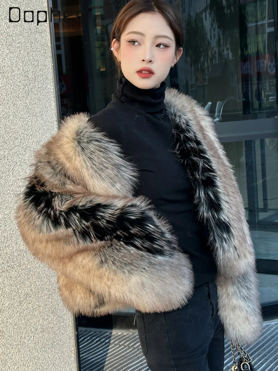 Fashion Trend Eco-Friendly Fox Fur Coat for Women Short Winter New High-End Street Thickened Warm Coat Female Socialite Faux Fur