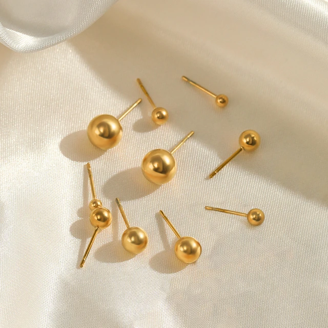 316L Stainless Steel Hot Sale Minimalist Exquisite Small Ball Peas Stud Earring For Women Gold Color Ear Jewelry Accessories AliExpress