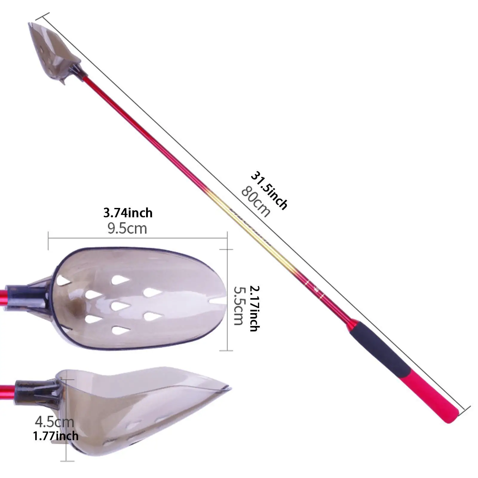 Colher para fazer ninho de pesca, 80 cm, suporte para isca, acessórios de pesca, lançador de isca