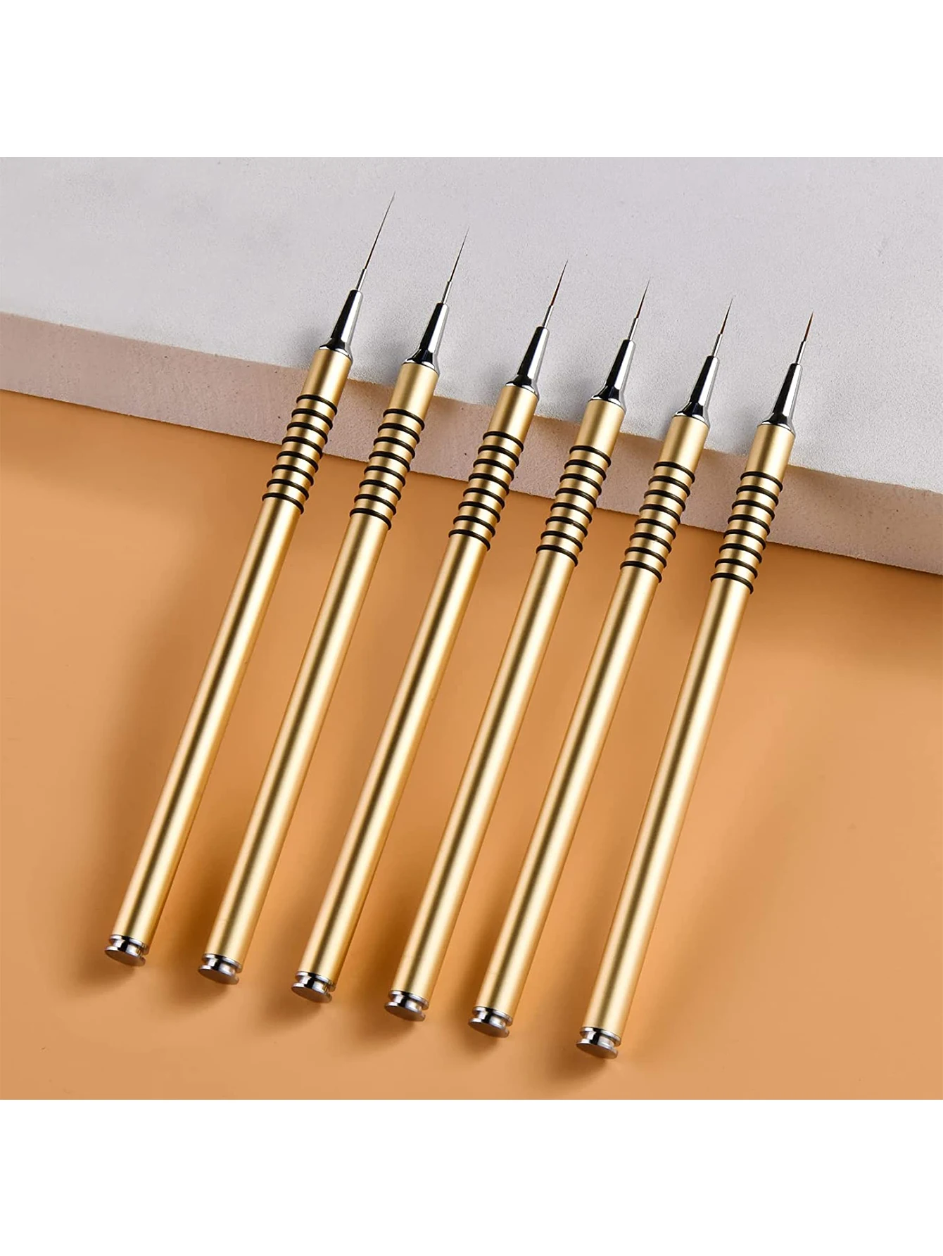 6Pcs Nail Art Liner Brushes - Golden