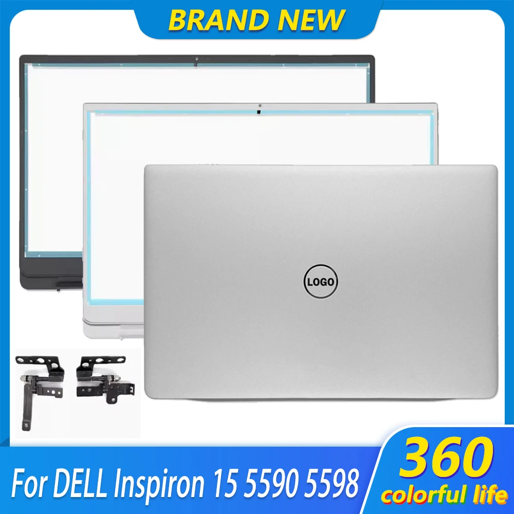 

Новинка, оригинальная задняя крышка для ноутбука DELL Inspiron 15 5590 5598 LCD, петли с передней рамкой, Верхняя деталь 039T35 0H8G80, серебро 15,6 дюйма