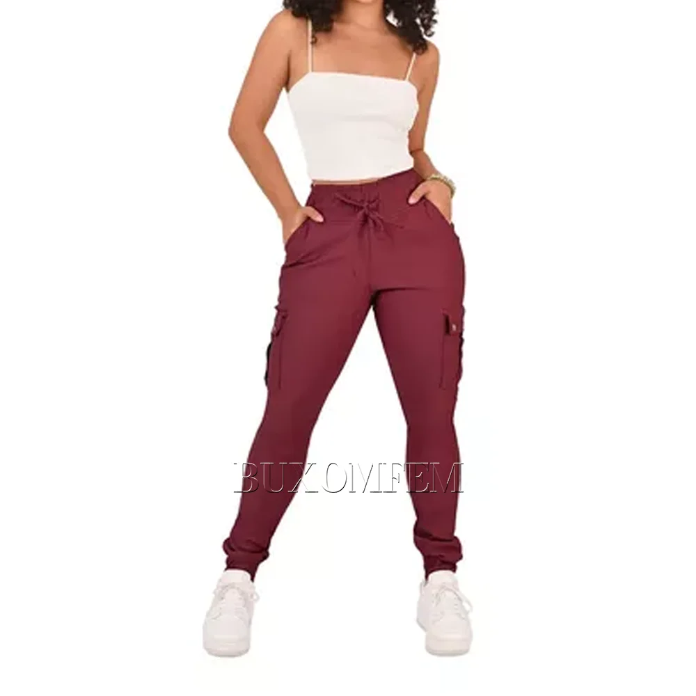 

Colorful Casual Tailored Jogging Pants Breathable Seamless Y2k Streetwear Elegant Work Pant Multi-Pocket Drawstring Trousers