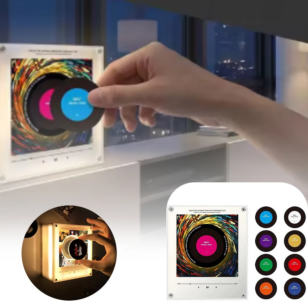 NFC Smart Fridge Magnet Song Player Auto Induction Play Music Built-in Warm Night Light Refrigerator Magnetic Sticker Gift