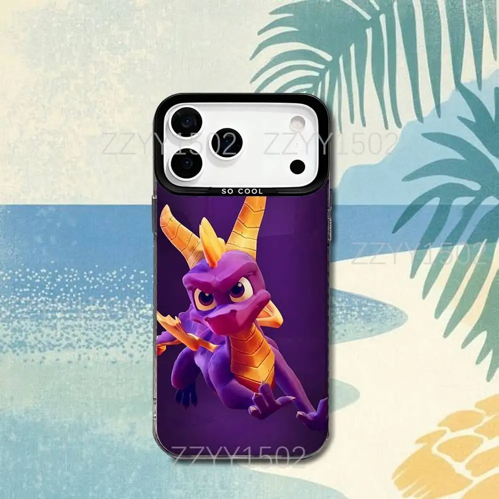 حافظة هاتف Game S-SpyroS the Dragon لهاتف iPhone 17,16,15,14,13,12,X,8,Pro,Max,Plus,SE4,Air, Mini HD Black IMD Matte #2