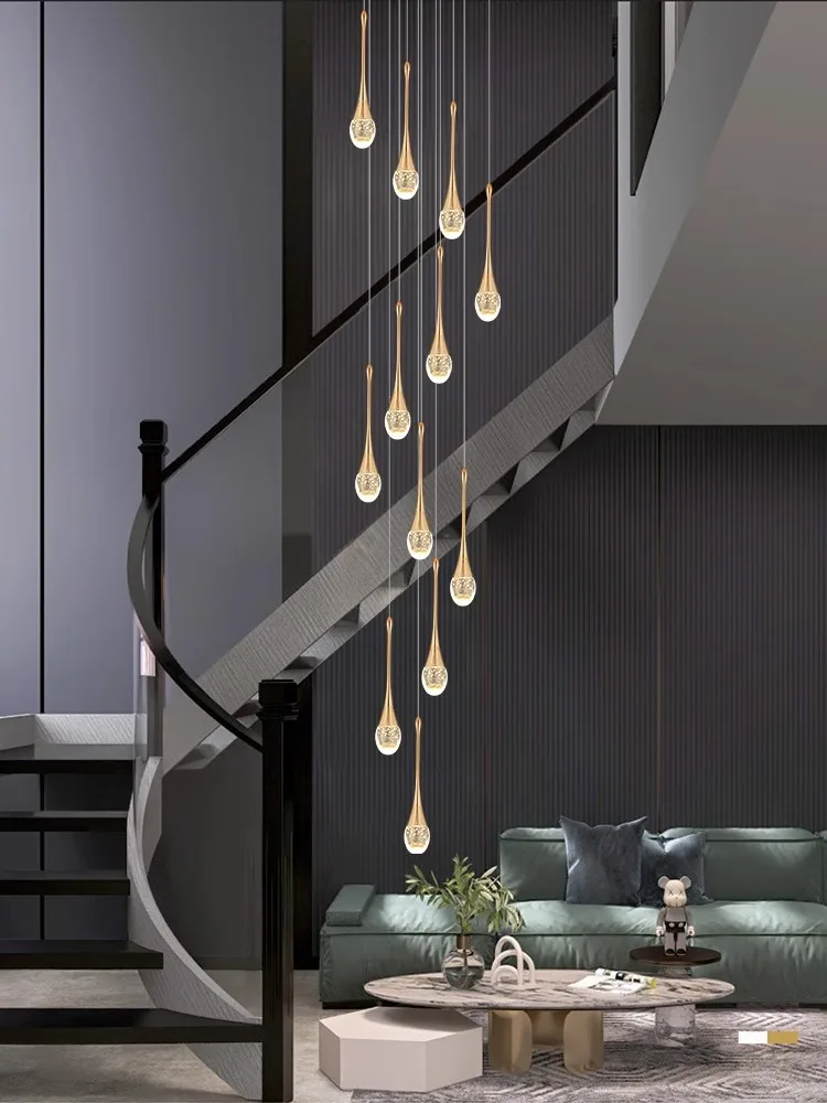 Imagem -05 - Modern Stair Crystal Chandelier Edifício Duplex Led Pendant Light Sótão Pendurado Lâmpada Brilho Luminária Villa Sala de Estar