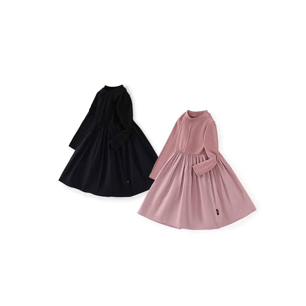 

Spring Autumn Baby Girl Princess Dress Cotton Solid Long Sleeve Toddler Girls Dress Round Collar Ruched Kid Long Dress For Girls