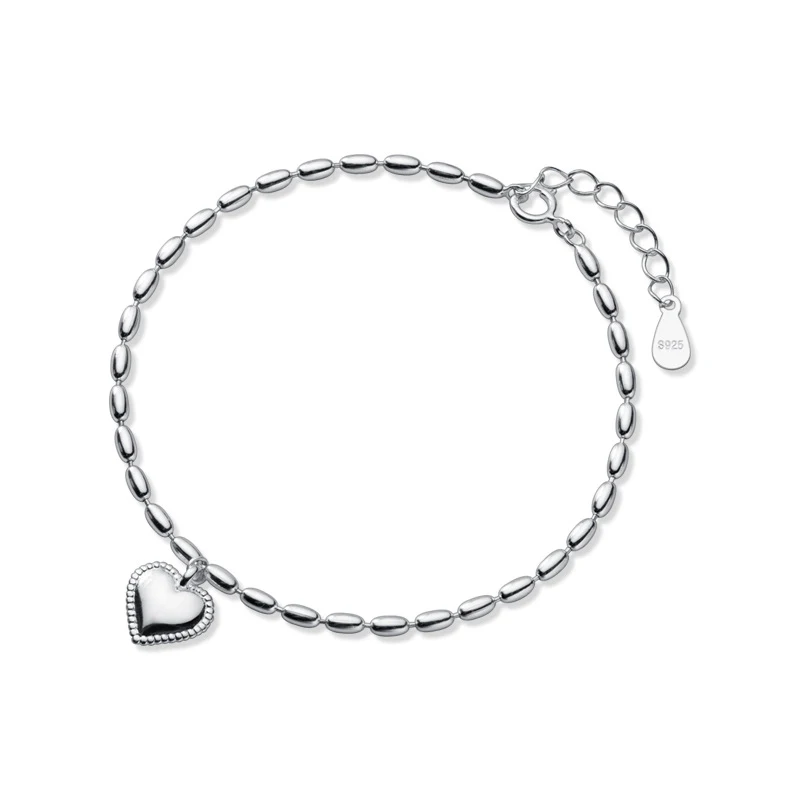 Modian Hight Quality 100% 925 Sterling Silver Heart Bracelet for Women Adjustable Geometric Oval Link Chain Fine Jewelry Bijoux