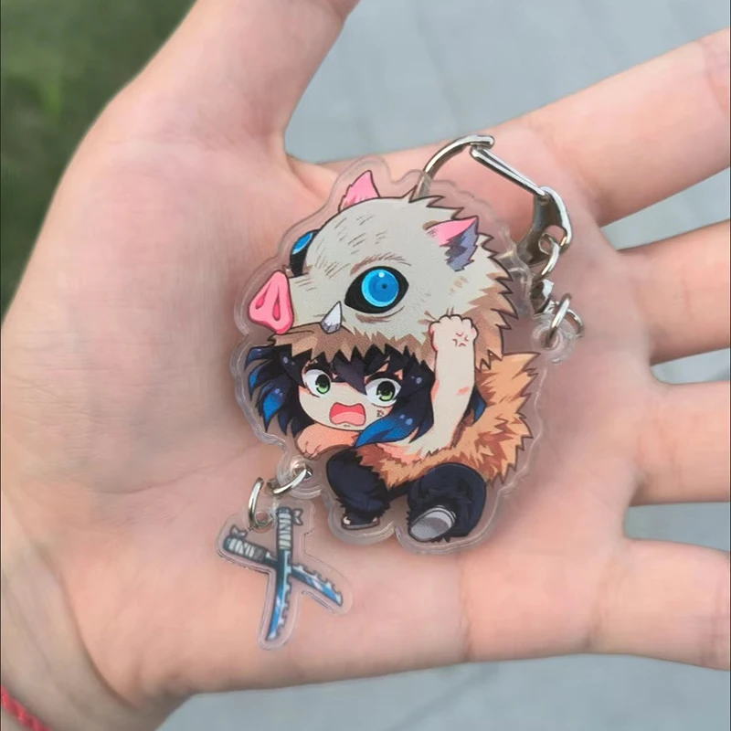 Schlüsselanhänger Demon Slayer Acryl-Schlüsselring Niedlicher Cartoon Tanjiro Zenitsu Nezuko Anhänger Taschenanhänger Rucksack-Accessoires Geschenk für Fans – Detail 5