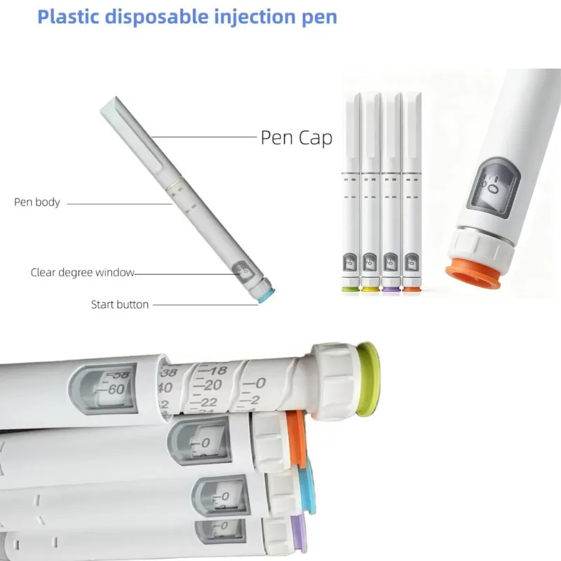 Portable 5Pcs Insulin Syringe Pen Set Disposable Adjustable 60U Insulin Injector Pen Precise Dosing Device
