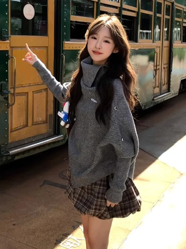 Pull tricoté ample pour femmes, surdimensionné, rétro, Design coréen, décontracté, Long, Sve Crew Ne, haut