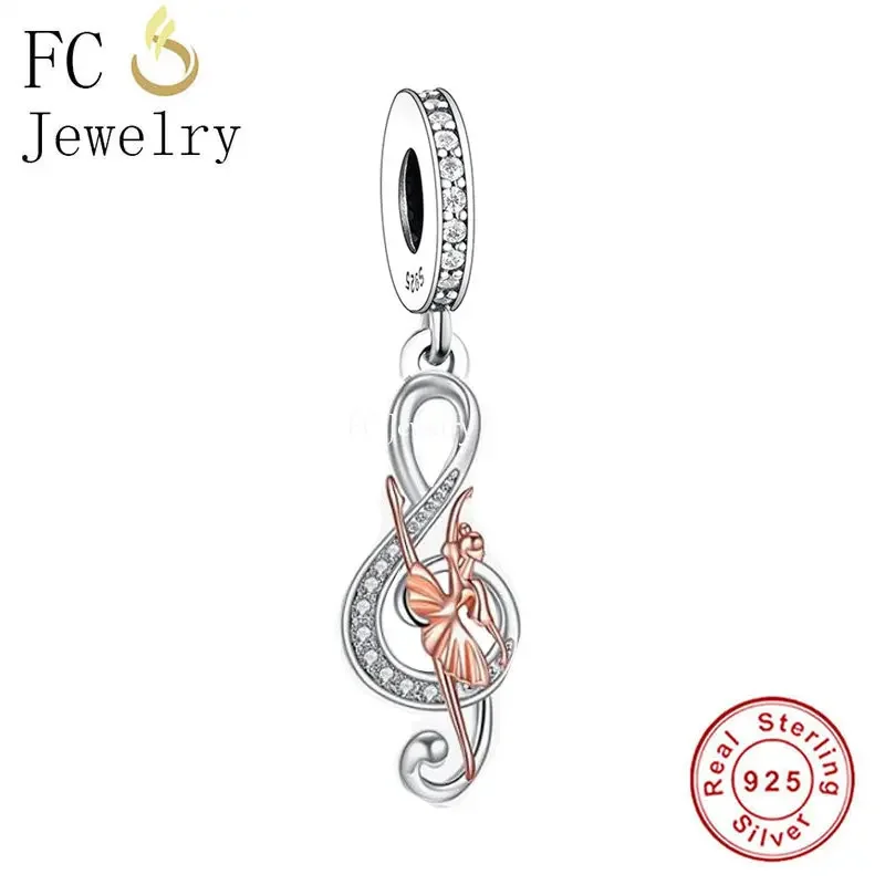 

Fit Original Pan Charm Bracelet 925 Silver Music Note Ballet Dancer Bead For Making Gymnastics Music Lover Berloque DIY