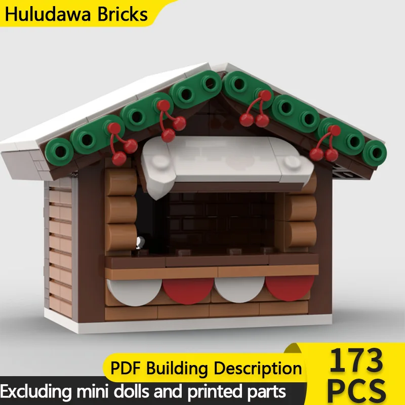 

City Street View Model MOC Building Bricks Winter Market Stall Modular Technology Children Holiday Gifts Assemble Toys Suit