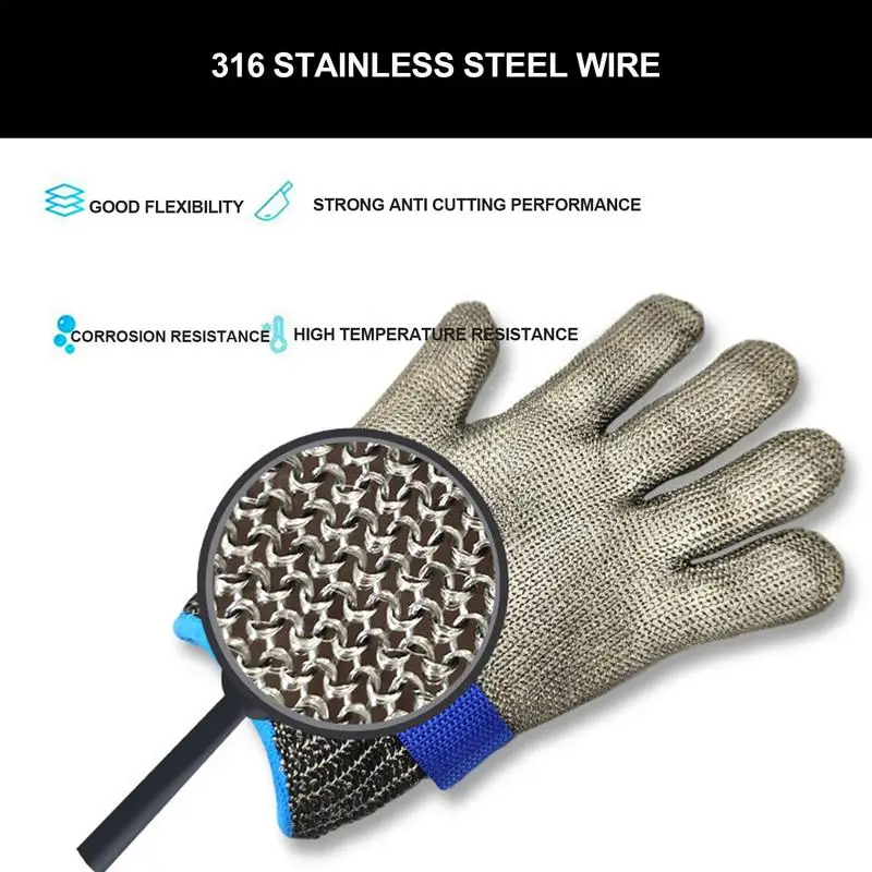 Pricking Protection Gloves Stainless Steel Chain Gloves For Metal Handling Comfortable Metal Handling Gloves With Adjustable