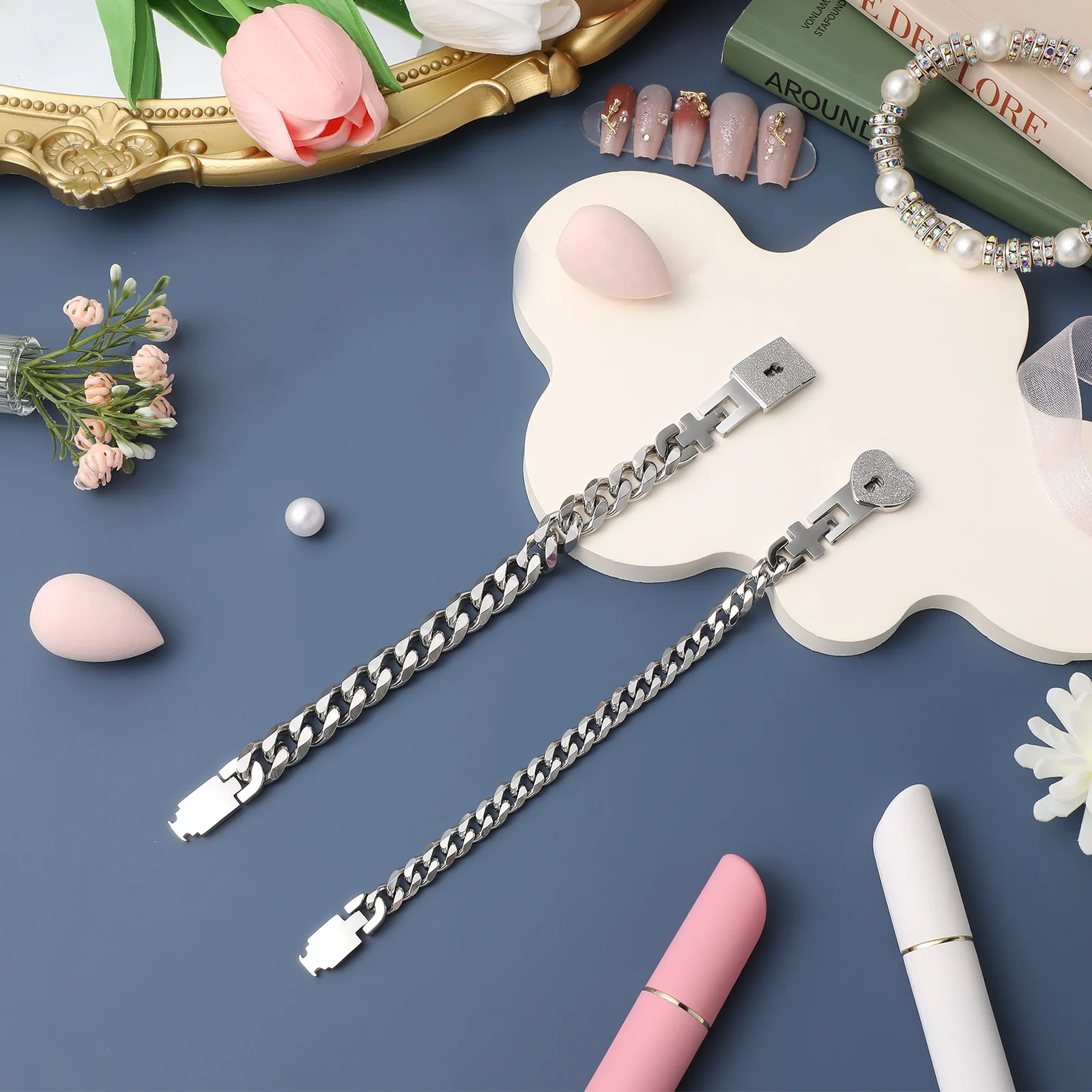 

1Pair Couple Concentric Bracelet Fine Workmanship Lightweight Durable Stainless Steel Creative Gift for Daily Use Travel Unisex