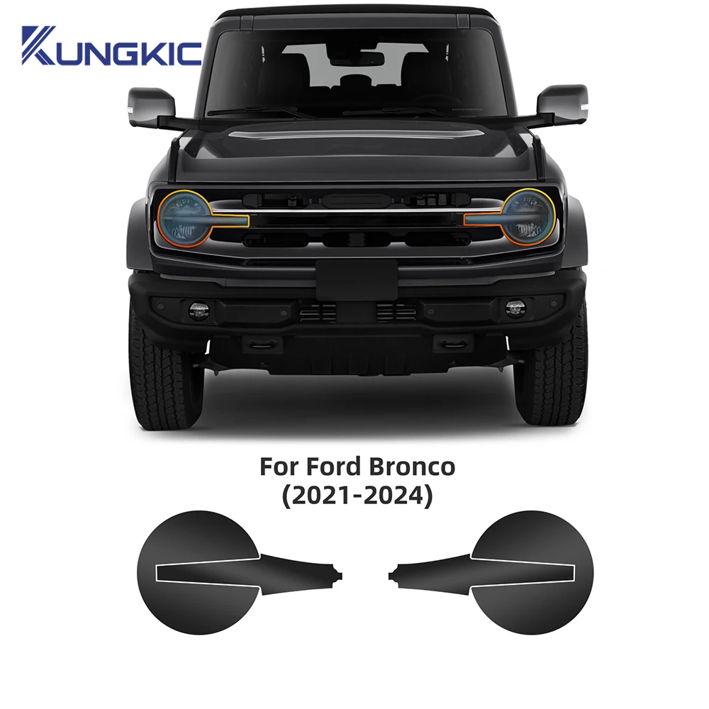 

Пленка заднего вида для фар Ford Bronco 2021 2022 2023 2024, автомобильная защитная пленка, дымчато-черная прозрачная наклейка из ТПУ, аксессуары