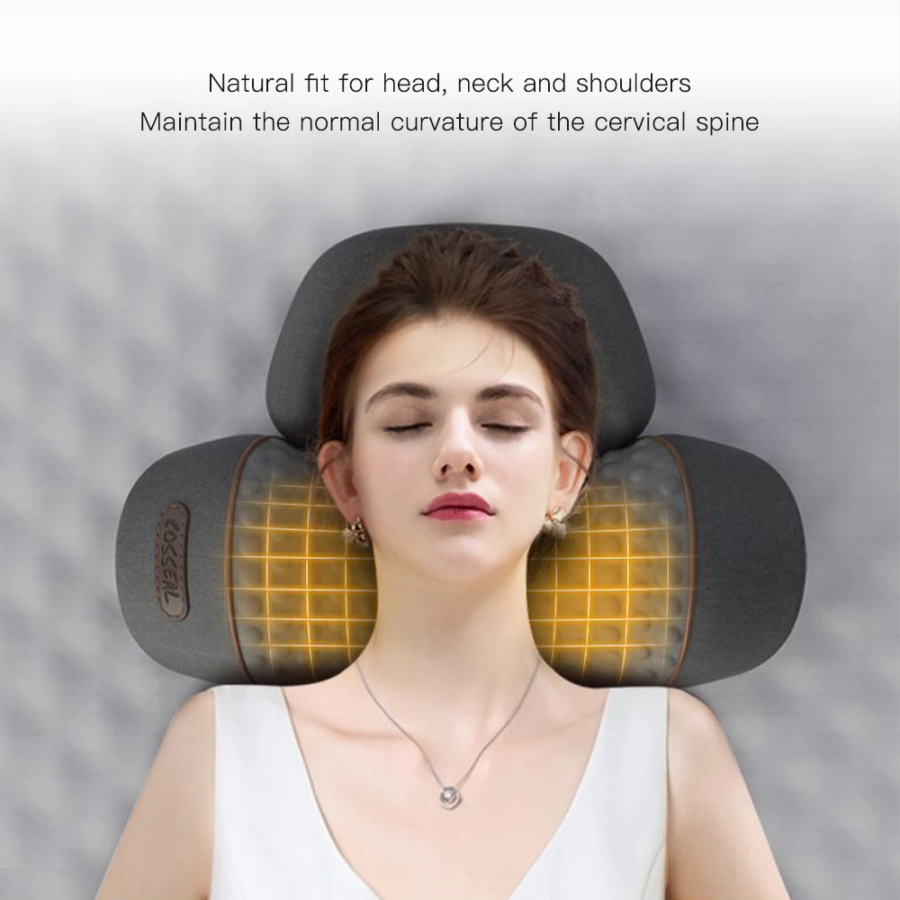 Electric Neck Massager Cervical Pillow Hot Compress Vibration Massage Neck Traction Relax Pillow Spine Support Massager Pillow