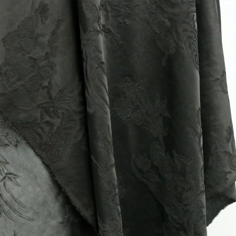 Jacquard satin silk fabric dirt-dyed designer