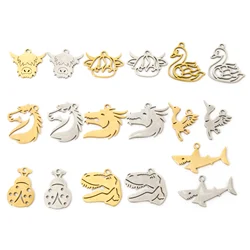 3 PCs 304 Stainless Steel Charms Horse/Dragon/Cattle/Shark/Swan/Egret Pendants For DIY Bracelet Necklace Crafts Jewelry Making