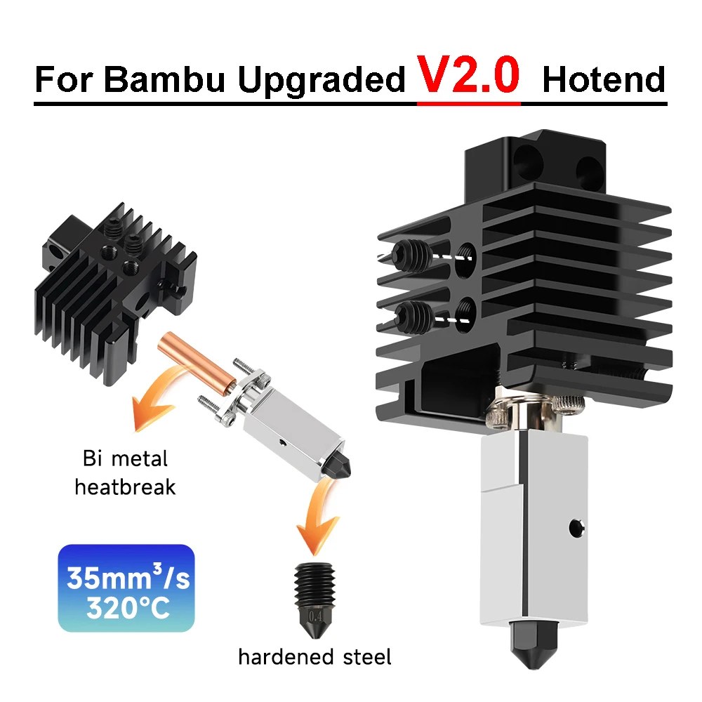 

Модернизированная головка для 3D принтера Bambu V2.0 Hotend Lab X1 Carbon X1-Carbon Combo P1P J-head