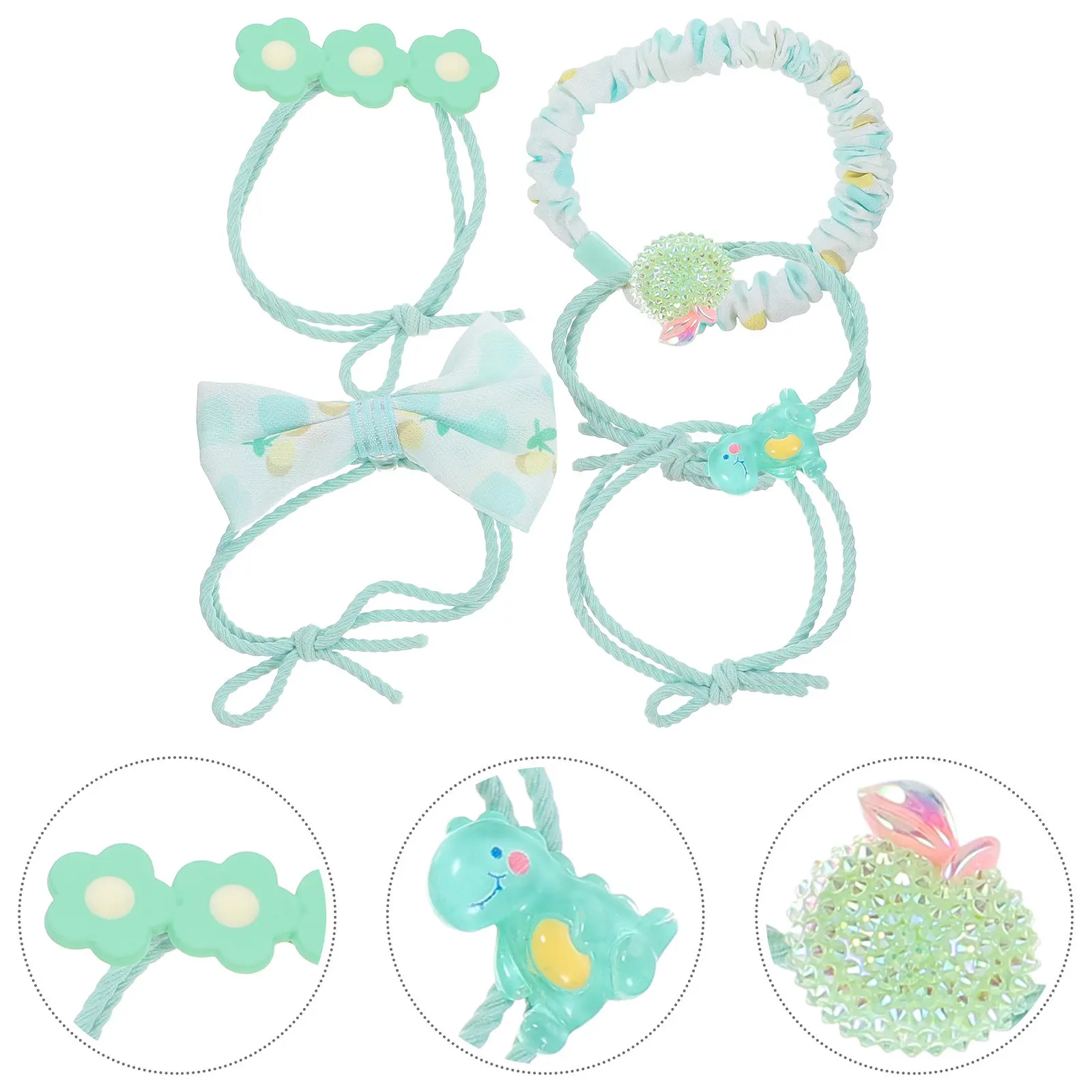 

5Pcs Cute Hair Ties Elastic Bow Ponytail Holders Soft Bands Hair Accessories Scrunchies Cute Ponytail Holders