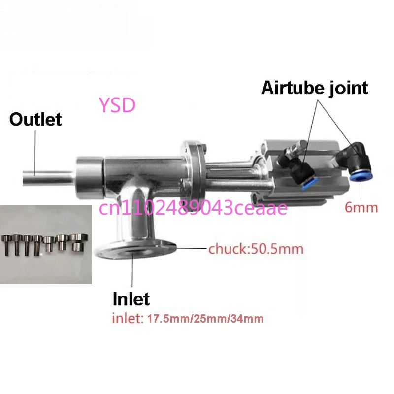 

Pneumatic Filling Nozzle Liquid Paste Filling Valve 50.5mm Chuck Interface
