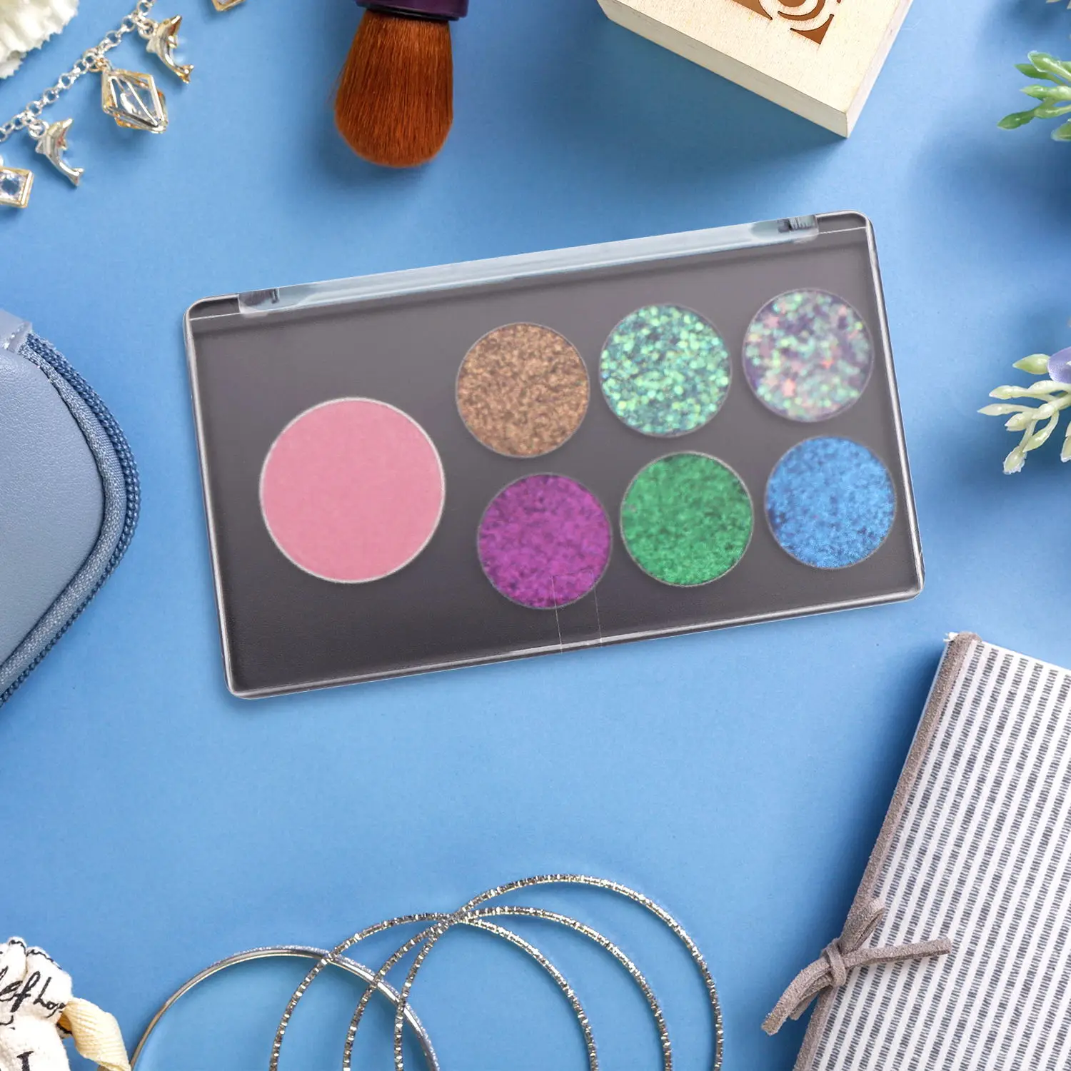 5pack Rectangular Magnet Makeup Palette Dispensing Eyeshadow Lipstick Dish Blush Powder Magnetic Storage Box Empty Plate F3387