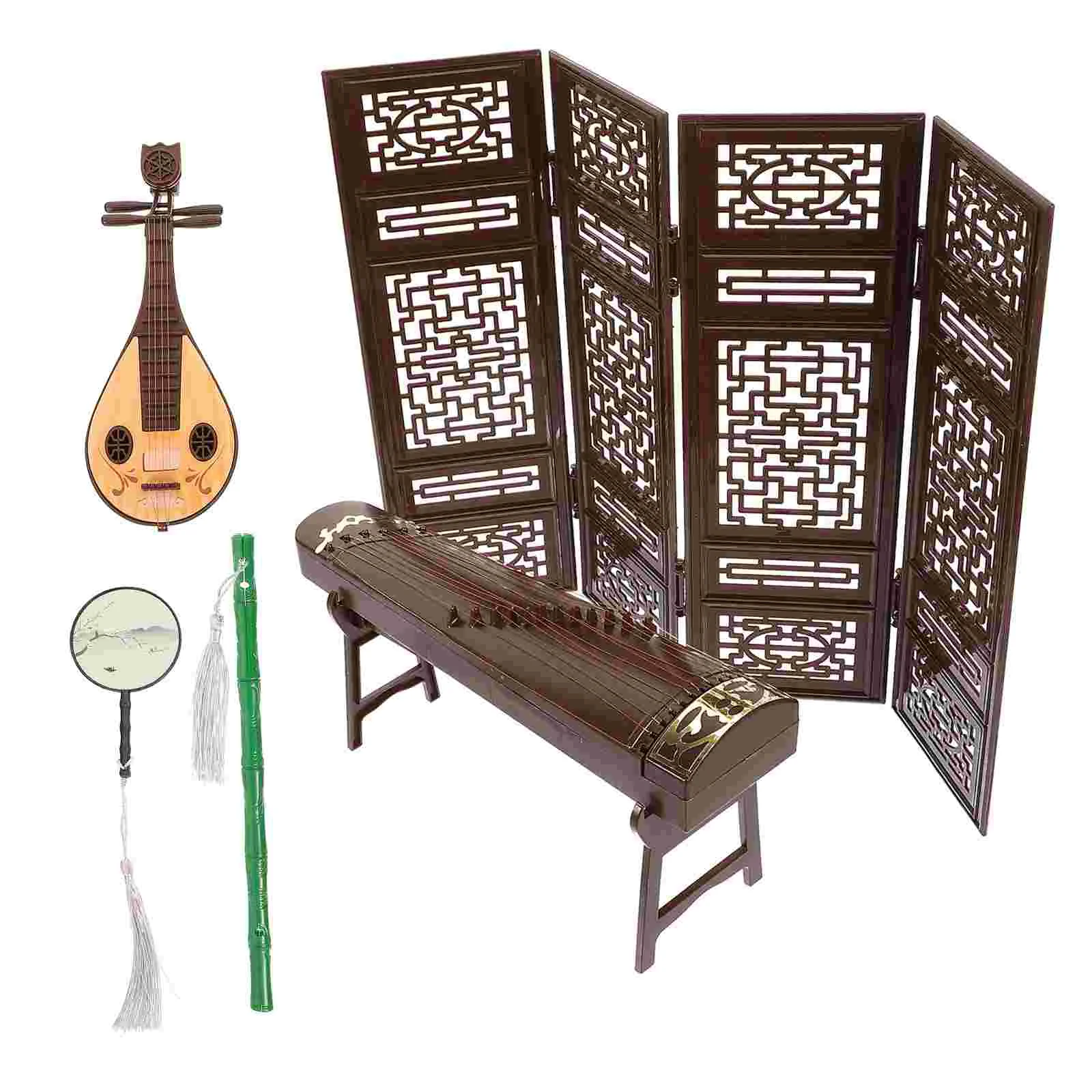 Mini Musical Instrument House Decoration Accessories Miniature Chinese Zither Rack