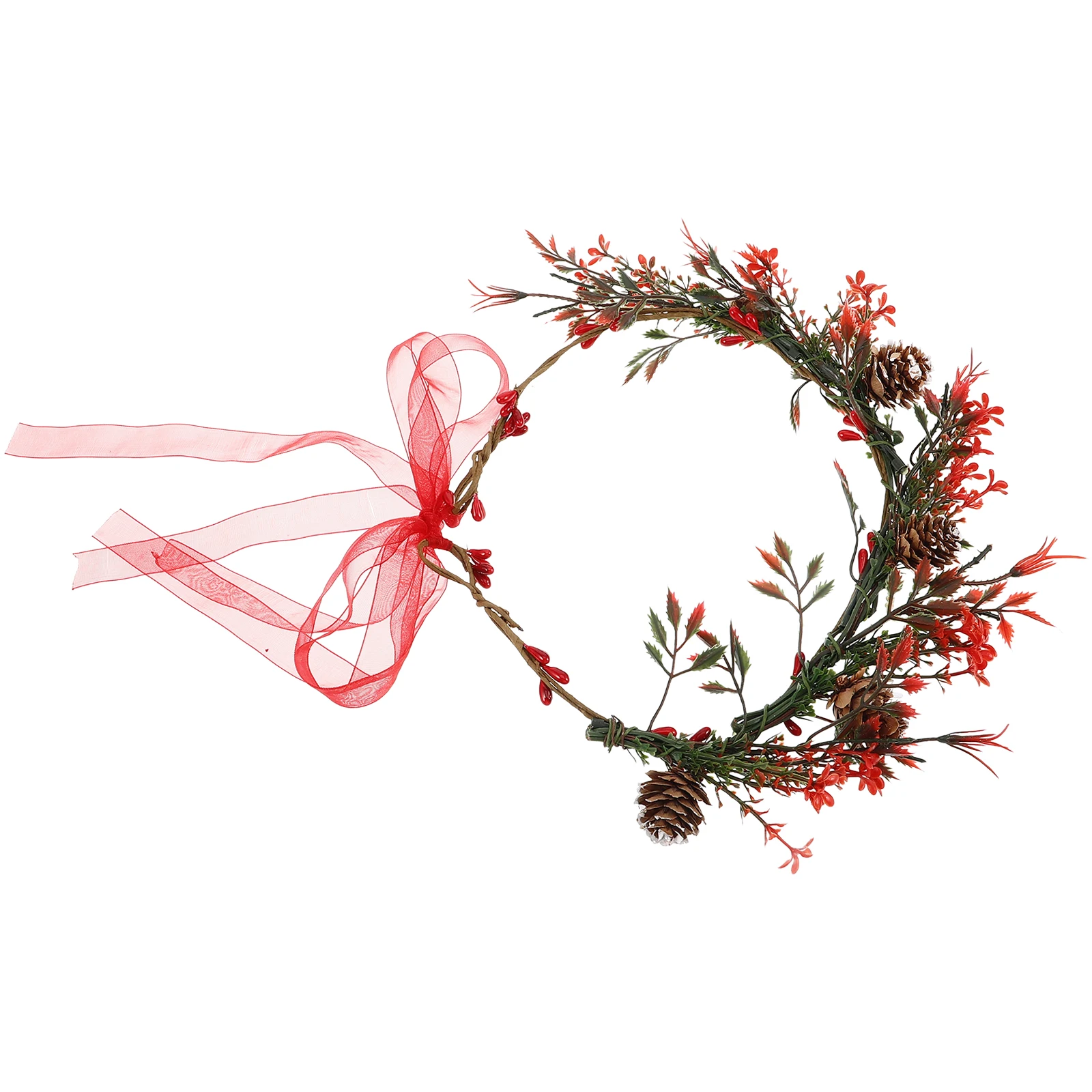 Flower Crown Hair Accessories Red Berry Pine Floral Headpiece For Christmas Wedding Party Prom Photo Shoot Holiday Bridal