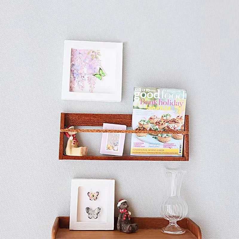 1 Set Miniature Small Ornaments Dollhouse Simple European Solid Wood Storage Cabinet Rack Bookshelf Cabinet Furniture