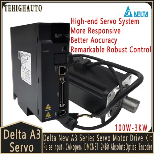 Delta A3 220V AC Servomotor-Treiber-Kit 24Bit Absolute Encoder 100W-3KW 40mm-180mm Flansch Servomotor Impulseingang CANopen DMCNET