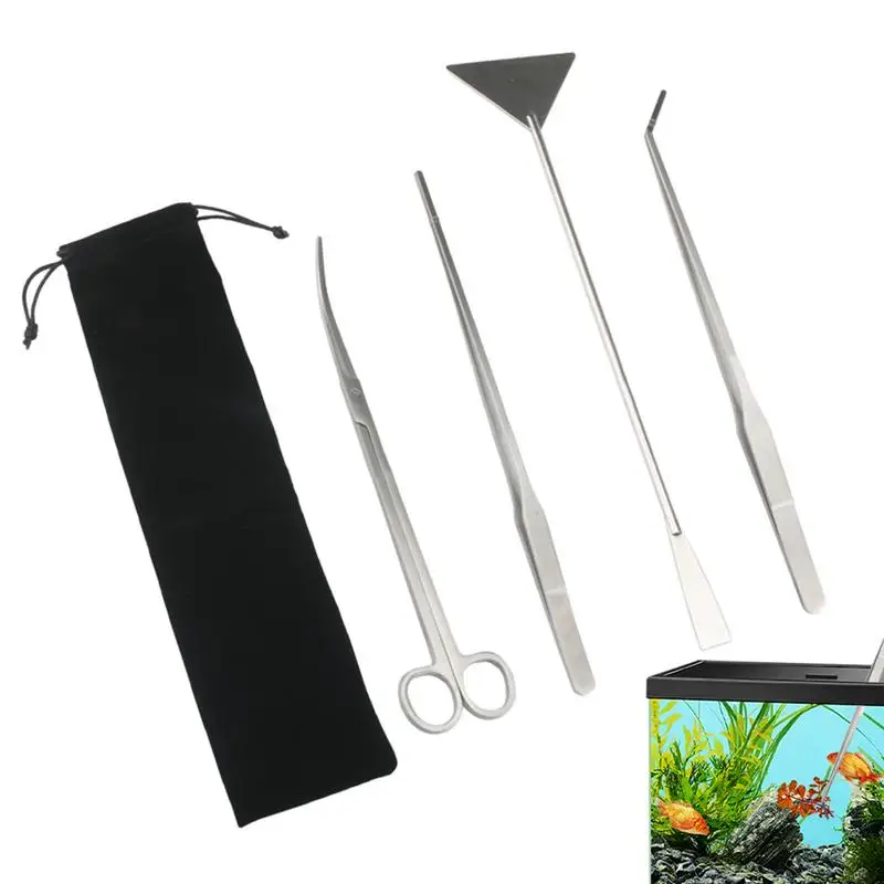 Aquascaping Tools Stainless Steel Scissor Tweezer Algae Clean  Sand Scrape Maintenance Water Plant Tank Aquarium Pet Supplies