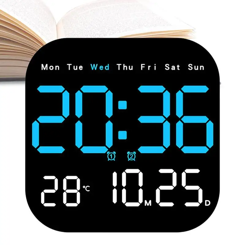 

Digital Wall Clock Large Screen Display Electric Calendar Clock Battery Operated Multifunction Digital Calendar Alarm Clock For