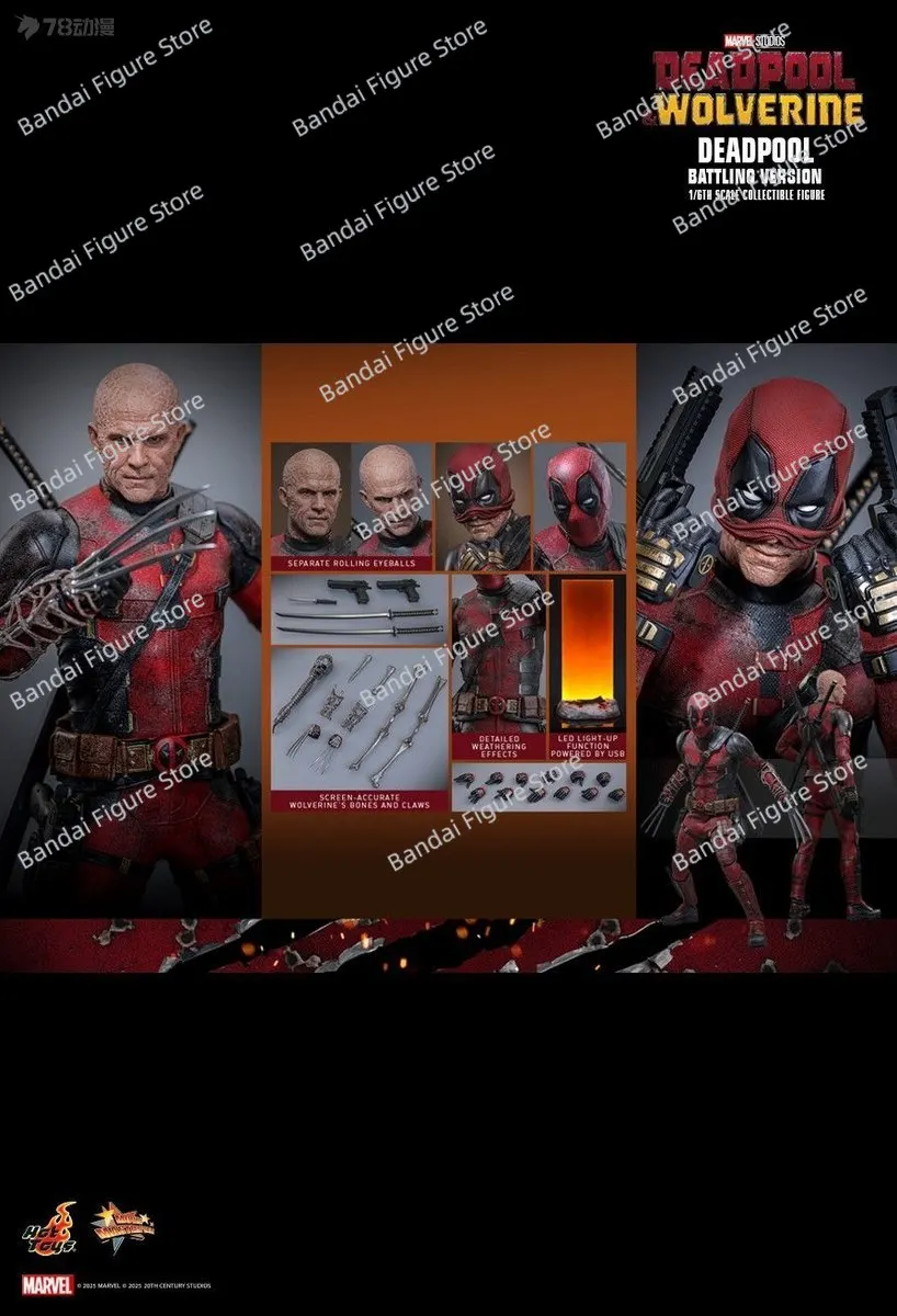 

HotToys HT MMS782 Limited 1/6 Collectible Deadpool 3.0 Battling Version Action Figure Burning Super Hero 12" Full Set Soldier