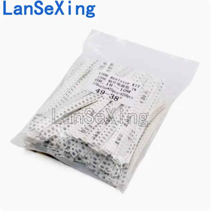 1206 SMD resistor sample pack with an accuracy of 1% 0R, and a mix of 170 types of 1R-10M resistor packs with 25 each