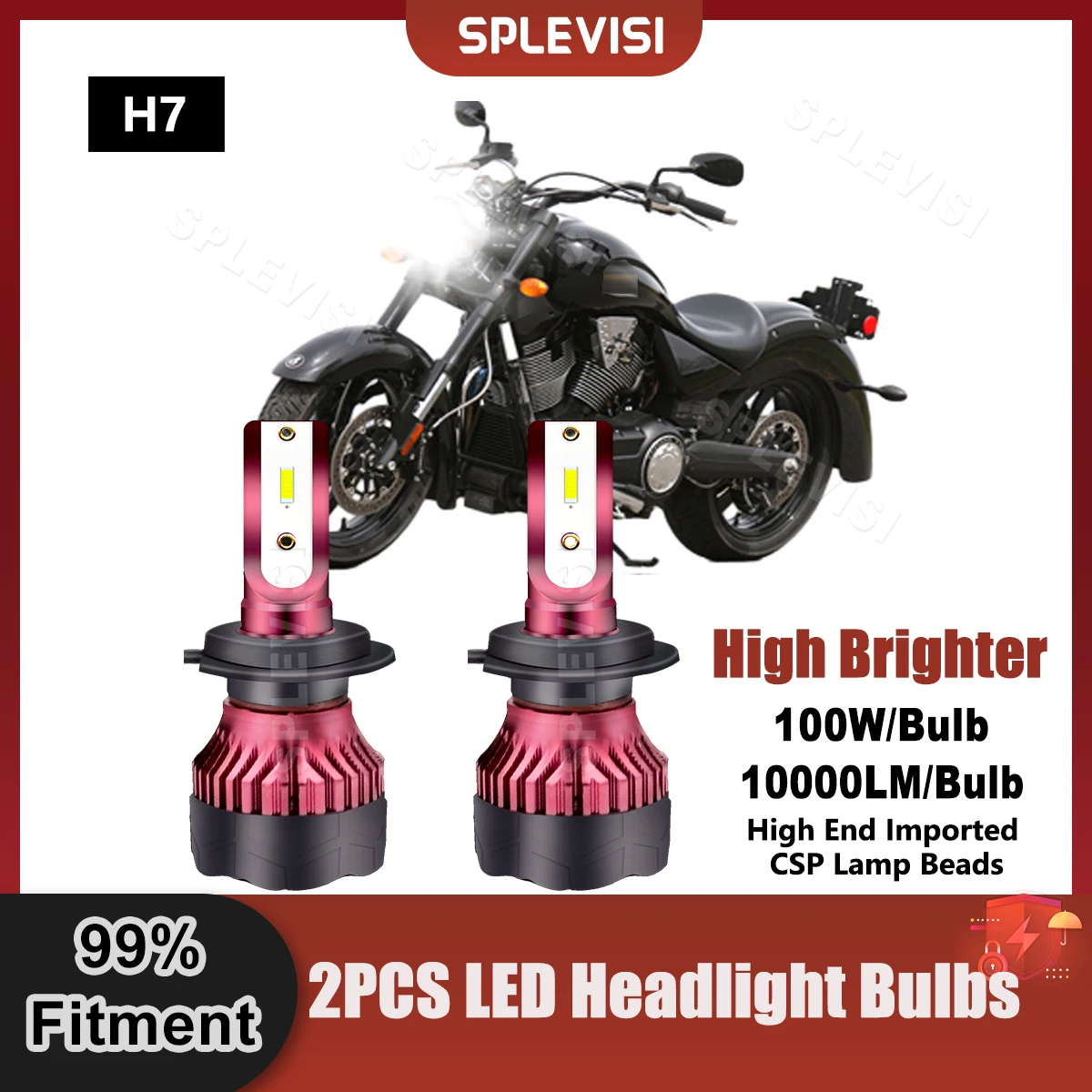 

Replace H7 2CPS LED Headlight 6000K HID White For Victory Hammer 2007 2008 For Victory Hammer S 2007-2008 Motorcycle Bulbs