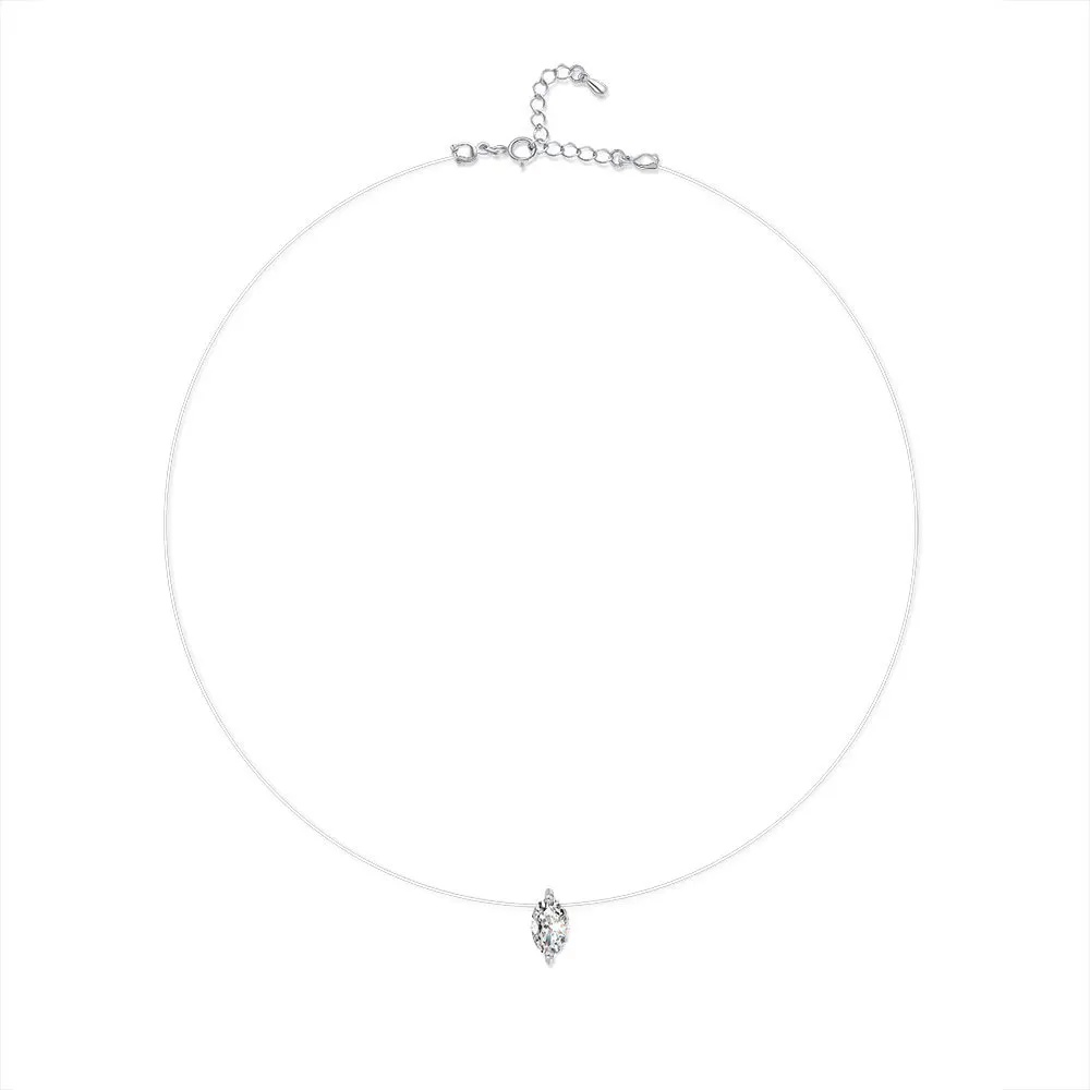 

1CT Oval Moissanite Pendant Necklace S925 Silver Clasp Clear Resin Chain Hypoallergenic Diamond Alternative Gift Ready