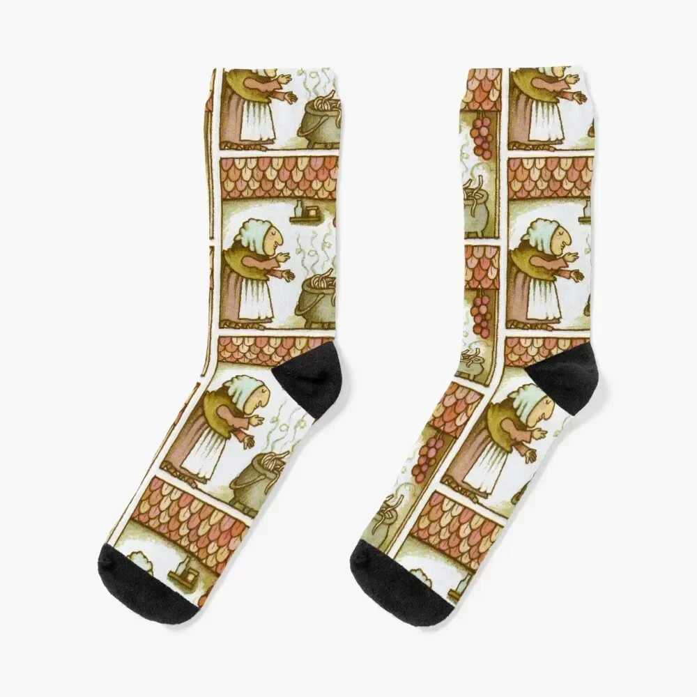 

Strega Nona Blowing Kisses to Pasta Pot Socks Lots happy christmas gifts new year Socks Male Women's
