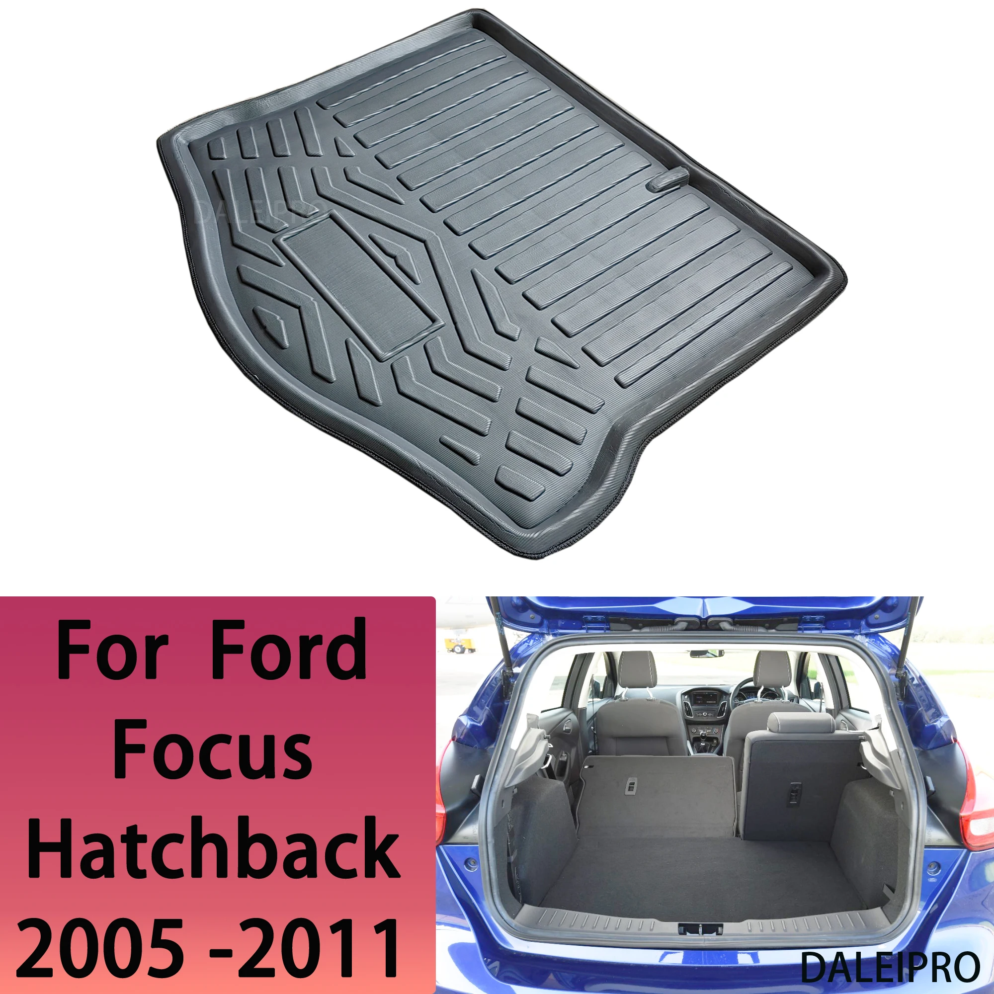 Car Rear Trunk Mat For Ford Focus MK2 Hatchback 2005 2006 2007 2008 2009 2010 2011 Cargo Liner Boot Floor Carpet Accessories