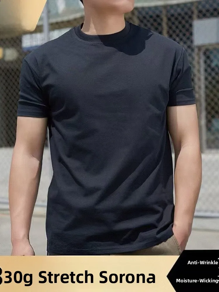 Grey Men's Fitness Sportswear Short Sleeve T-Shirt High Street Style Muscle Show Shoulder Appropriate Clothing for Summer