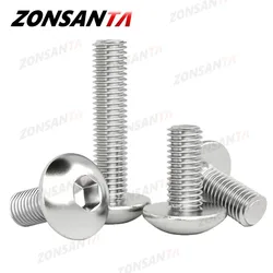 M2 M2.5 M3 M4 M5 M6 M8 M10 304 Stainless Steel Round Pan Head Hex Socket Screws Mushroom Head Hexagon Socket Button Head Bolt.