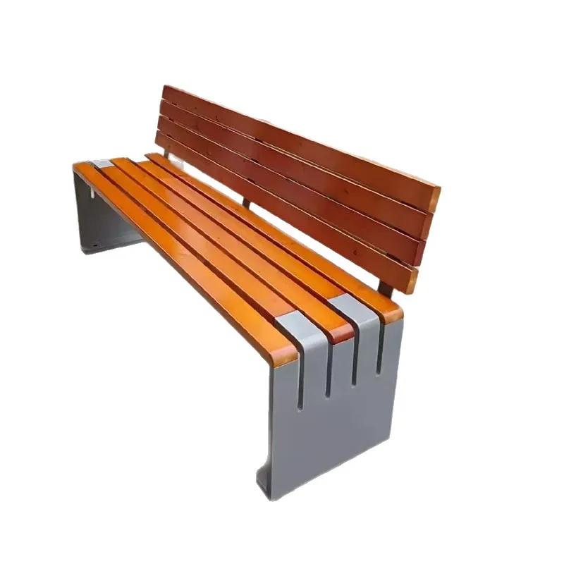 Park chair Outdoor bench, anti-corrosive wood bench Stainless steel outdoor seat, courtyard landscape leisure chair