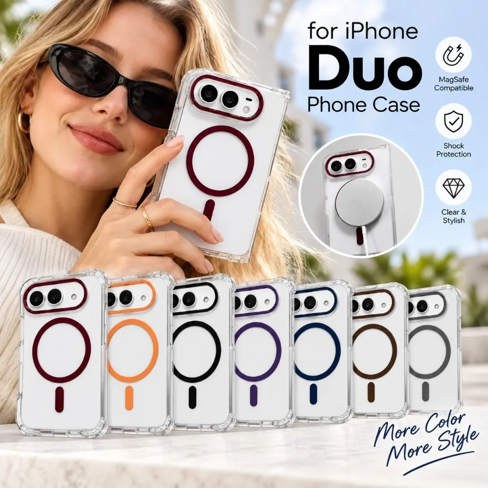 Transparent Phone Case Full Coverage Foldable Clear Phone Cover Shockproof Scratch Resistant for iPhone Duo